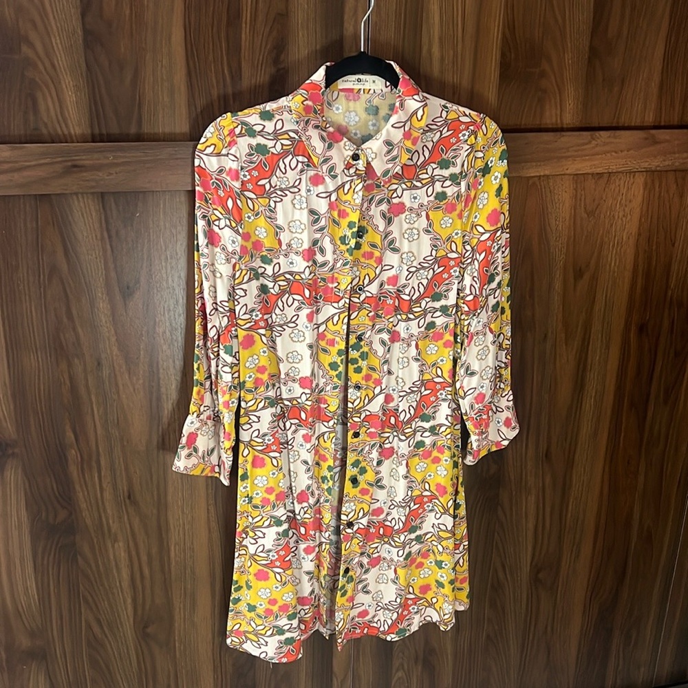 N a t u r a l  L i f e • Hippie boho shirt dress-LIKE NEW